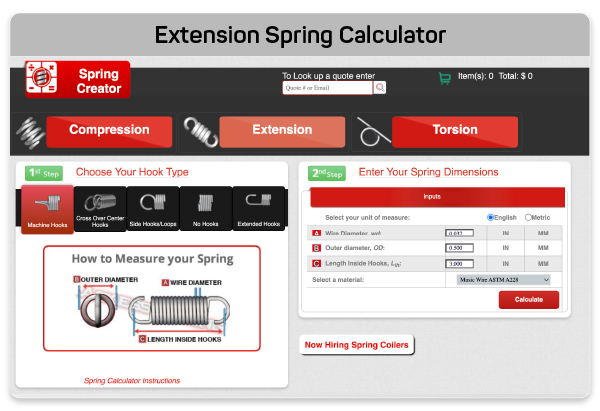 Spring Creator extension spring calculator