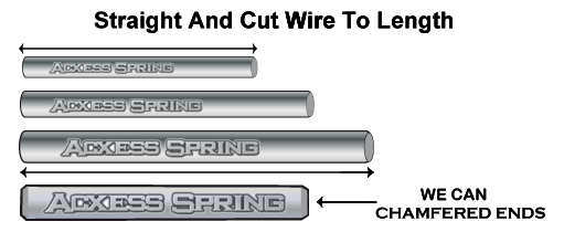 Four different sizes of spring wires straight and cut to different lenghts