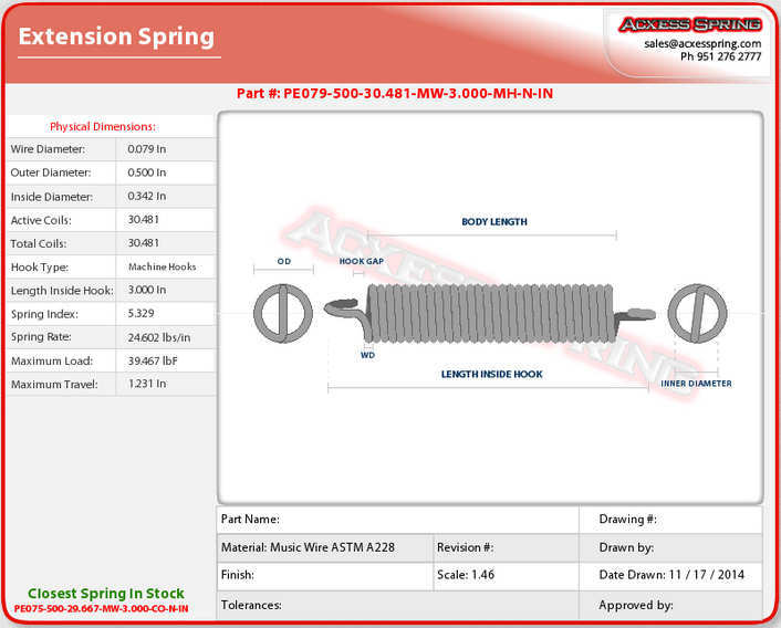 Extension Spring Design Technical Information Custom and Stock